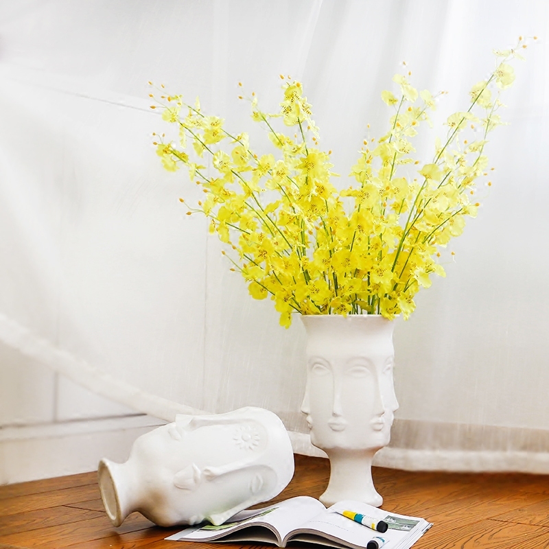 Nordic White matt Ceramic Face Vase Modern Human Head Living Room Creative Flower-insert Device Home Decorative Flower Pot Jar