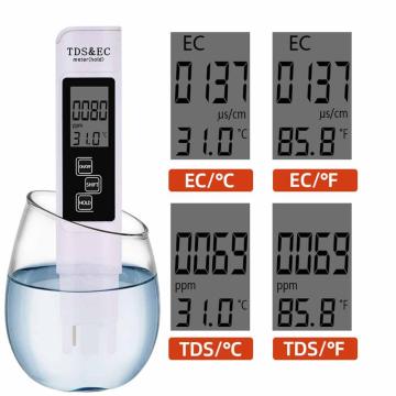 Portable 3 in 1 TDS EC Meter Temperature Digital LCD Water Testing Pen with 4 Different Modes Water Level Tester Purity Filter