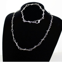 1Pc Punk Gothic Necklaces Bracelets For Women Men Cool Alloy Barbed Wire Brambles Silver Color Hot Trendy Jewelry Gifts