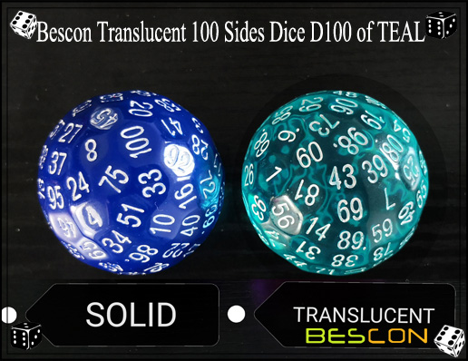 Bescon Translucent 100 Sides Dice D100 of TEAL-4