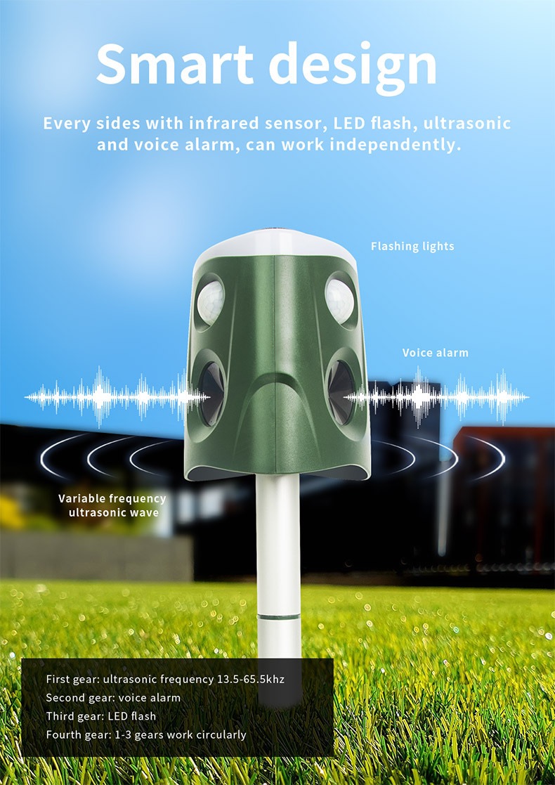 360 degree solar powered ultrasonic Animal Repeller