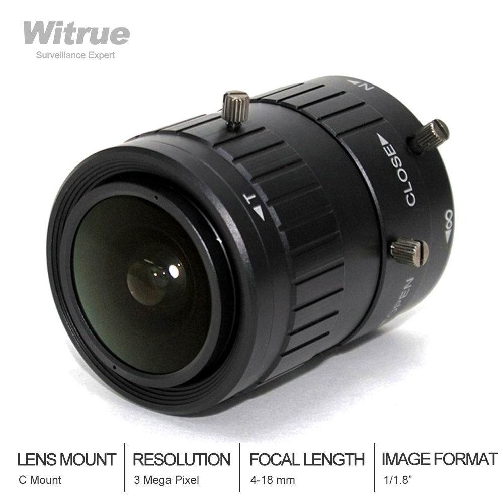 HD Varifocal Lens 4-18mm industrial lens 1/1.8 inch HD F1.6 zoom low distortion C Mount CCTV lens