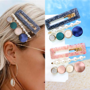 2020 Fashion Pearl Imitation Beads Hair Clip For Women Barrette Handmade Pearl Flower Stick Hairpin Hair Styling Accessories