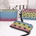 Women hot holographic small portable rainbow- colored dInner flat pouch PU cosmetic bag for girls