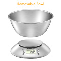 5KG/1G Stainless Steel Digital Kitchen Scale with 2L Removable Bowl Temperature Timer Electronic Food Balance Weight Scale