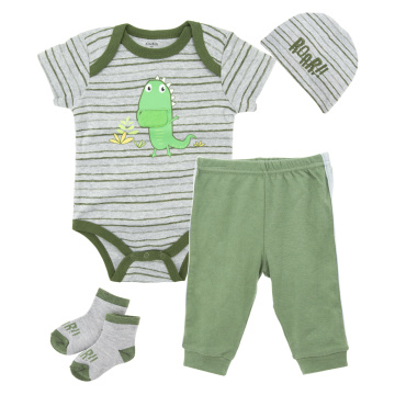 Kavkas 3 PCS 4 PCS New Style Baby Boy Clothes Set Dinosaur Printed Newborn Boys Clothing Cotton 0-12 months