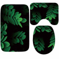 Green Leaf Rug Absorbent Bathroom Rug Toilet Seat Covers Mat Accessories Set 3PCS Set Warmer Soft Bathroom Carpet Toilet