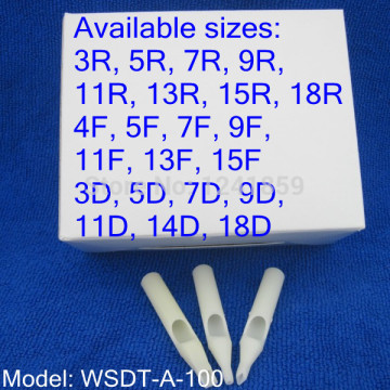 100pcs White Disposable Tattoo Tip Tube Nozzle Round Flat Diamond U Pick Size Supply WSDT-A-100#