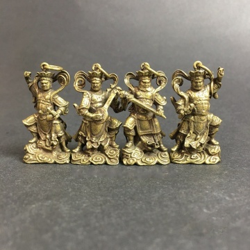 Collection Chinese Brass Carved The Four Heavenly Kings Four Diamond Buddhas Exquisite Statue