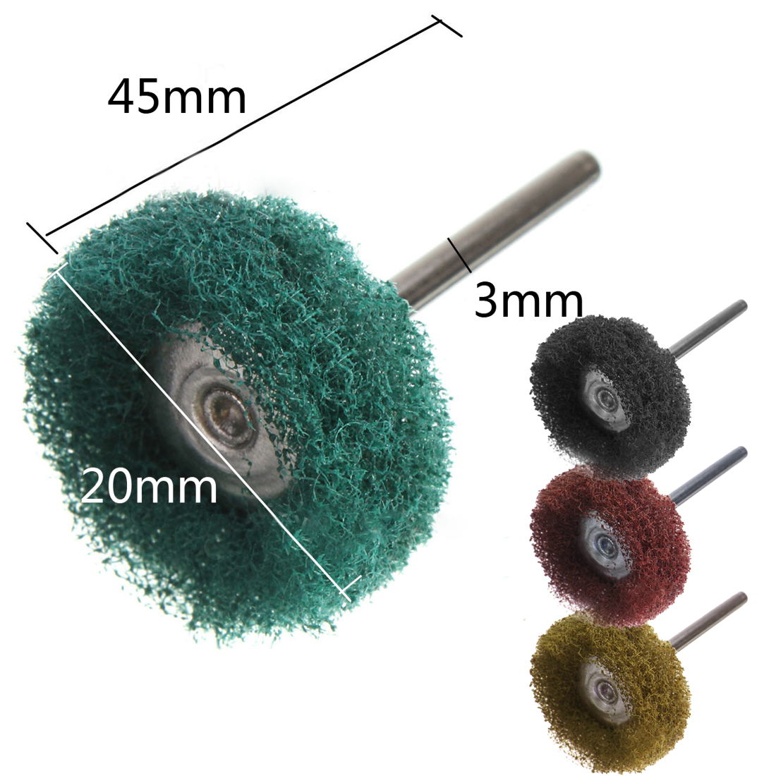 Mini Brush Scouring Pad Abrasive Wheel Nylon Fiber Grinding Sanding Head Buffing Polishing Wheel 3mm Shank For Dremel