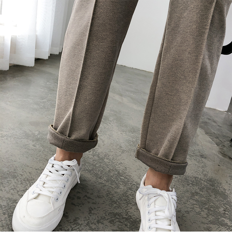 Winter Plus Size Wool Female Work Suit Young girl Pants Loose Female Trousers Capris Thicken Women Pencil Pants 2021 Spring 921F