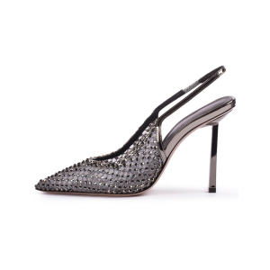 Slingback Kitten Mesh Pumps Pointed Toe Wedding Heel