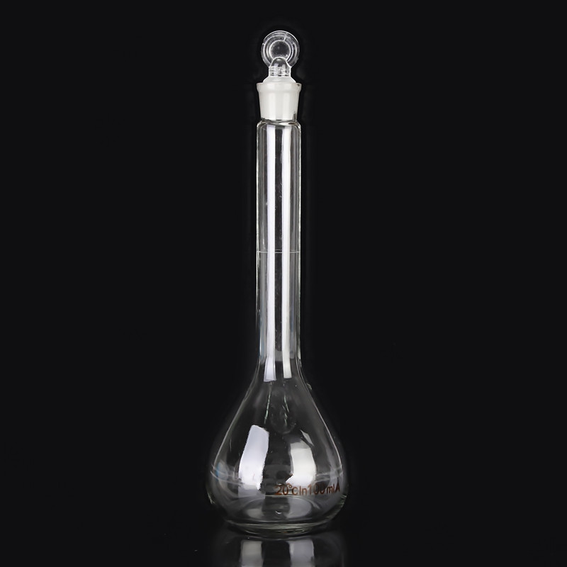 Modern 100mL Transparent Lab Borosilicate Glass Volumetric Flask with Stopper Office Laboratory Chemistry Clear Glassware Supply