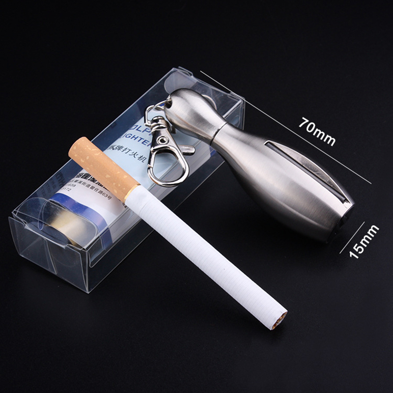 Creative Stainless Steel Torch Lighter Bowling Kerosene Oil Flame Lighter Millions Of Matches Flint Fire Starter Keychain