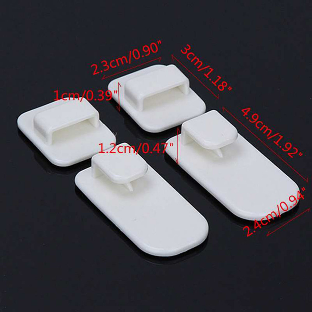1Package(4Pcs) Sticky Hook Set TV Air Conditioner Remote Control Key Practical Wall Storage Plastic Hooks Holder Strong Hanger