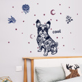 Cartoon Animal French Bulldog Wall Stickers PVC Star Moon Bird Dog Decor Bedroom Living Room Door Decoration Waterproof Decals