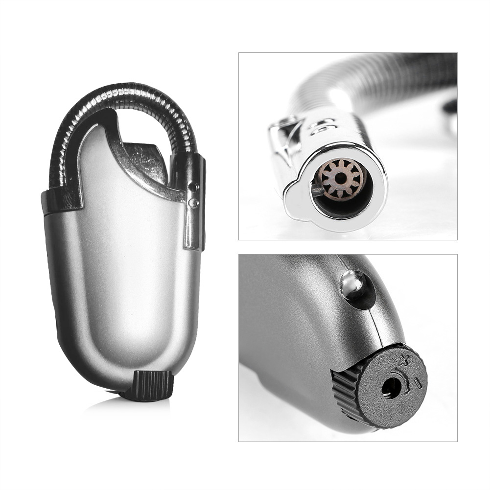Portable Adjustable Hose Jet Lighter with LED Light Kitchen Stove Ignition Pipe Lighter with a light for Outdoor BBQ Camping