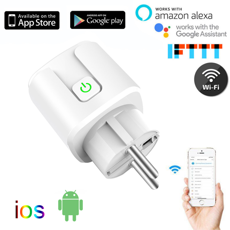 16A EU Smart Wifi Power Plug With Power Monitor Wifi Wireless Socket Outlet Works With Alexa Google Home Smartlife App