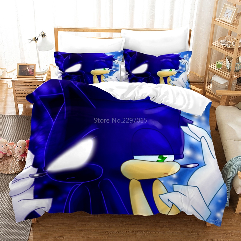 Sonic The Hedgehog King Size Bedding Set Duvet Cover Pillowcases Bedclothes Bed Linens for Kids Adults Twin Full Queen King Size
