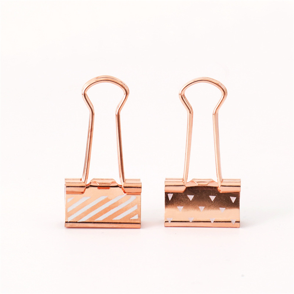 20pcs/set Fashion Rose Gold Dot Binder Clips Kawaii Stationery Metal Documents Photos Tickets Holder Notes Letter Paper Clamps