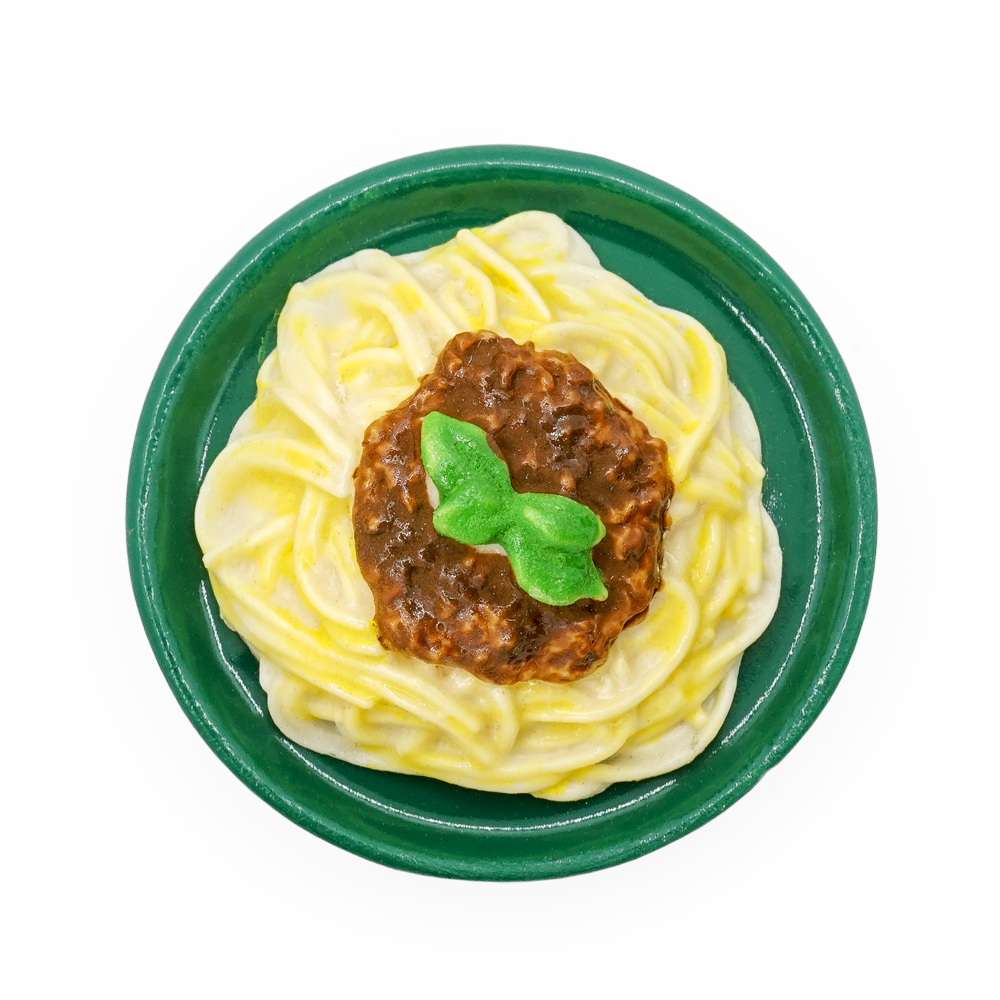 1:12 Miniature Spaghetti Bolognese Green Plate Simulation Kitchen Food Pasta Dollhouse Decor Toy For Dining Room Restaurant