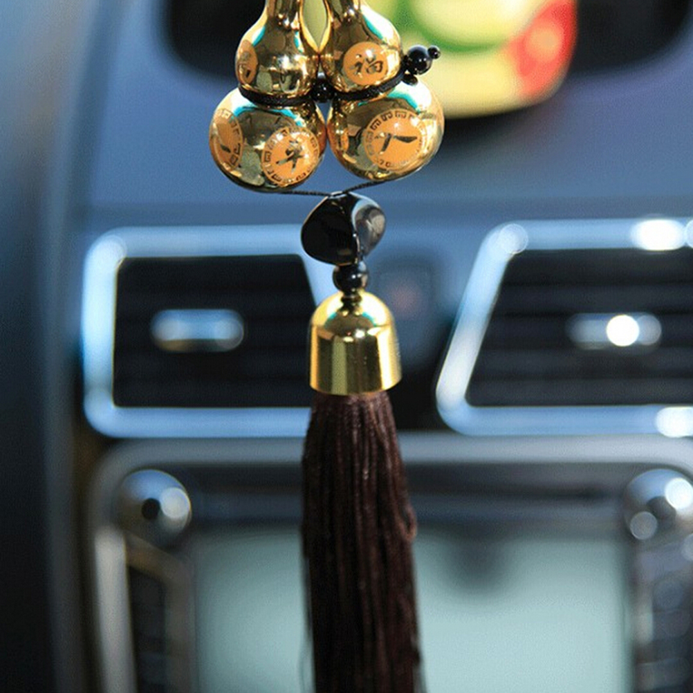 JETTING Chinese Style Ornaments Gold Plated Double Gourd Lucky Entry Car Pendant Car Interior Accessories
