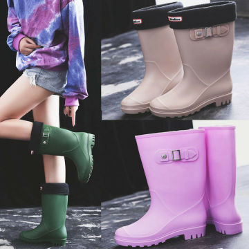 Womens Ladies Waterproof Rain Wellies Wellington Boots Fur Lined Size