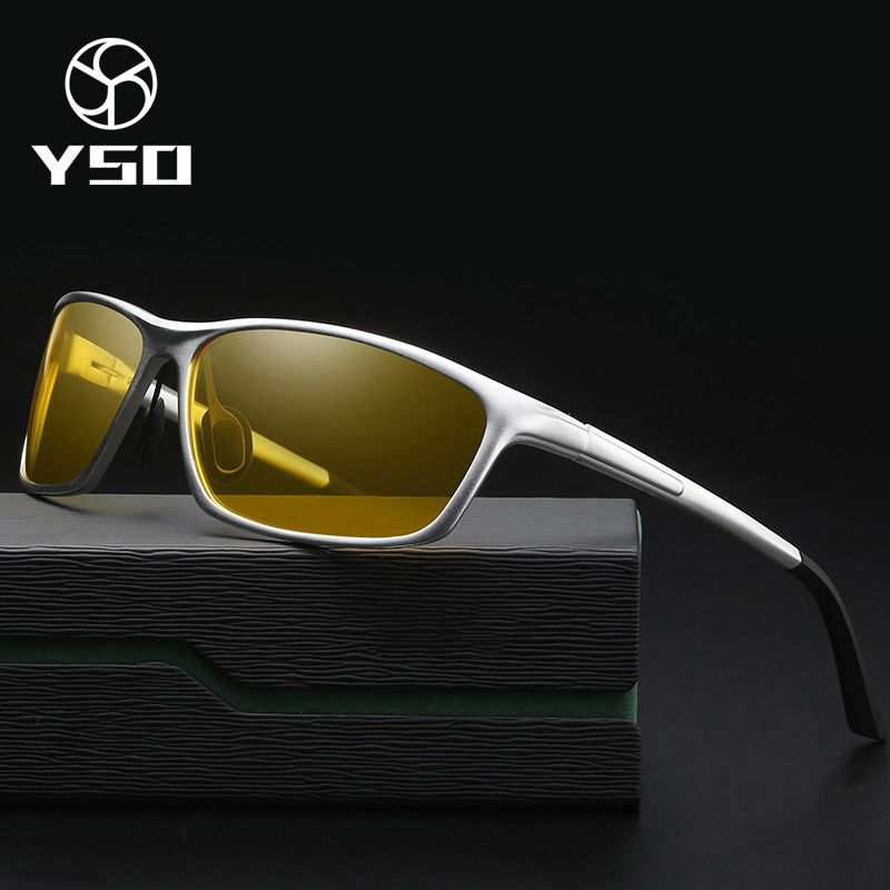 YSO Night Vision Glasses Men Aluminium Magnesium Frame Polarized Night Vision Goggles For Car Driving Anti Glare Glasses 2179