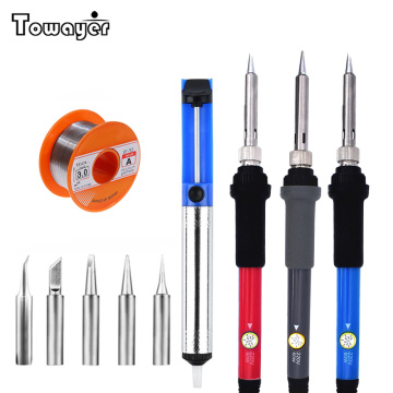 60W Electric Soldering Irons Kit Temperature Adjustable Hand Tools Heat Pencil Soldering Stations Tips Welding Gun Repair Iron