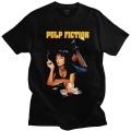 Vintage Pulp Fiction T Shirt Men Cotton Mia Wallace Tshirt Quentin Tarantino Tee Top Short Sleeved Streetwear T-shirt Merch Gift