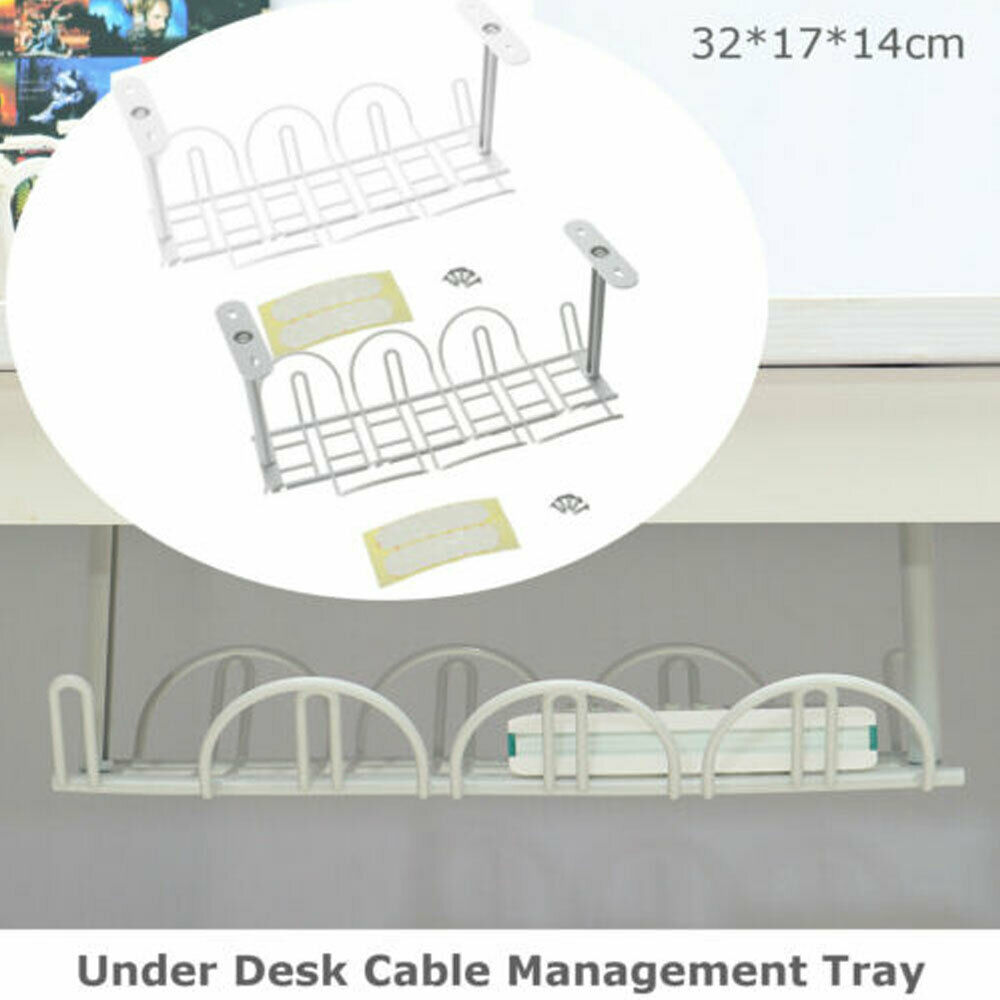 Under Desk Storage Rack Cable Management Tray Power Line Storage Organizer Wire Cord Charger Plugs Home Office Suction Wall Tool