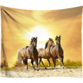 Psychedelic Sunlight Wall Hanging Animals Wall Tapestry Three Horses Run Art Carpet for Home Bedroom Boho Decoration Tapestries