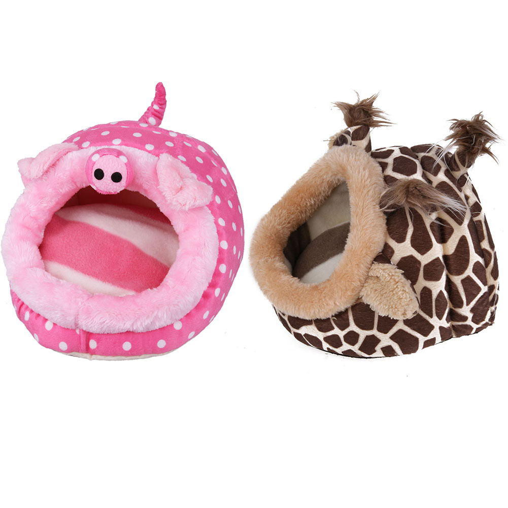 Cute Pet Hamster Cage Guinea Pig House Chinchillas Squirrel Bed Nest Cavy Mini Animals Hamster Accessories Pink Leopard