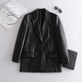 2021 Long PU Faux Leather Blazers Women Leather Jacket Coat Brand New Women's Jackets Outerwear Ladies Coats Female Leather Suit