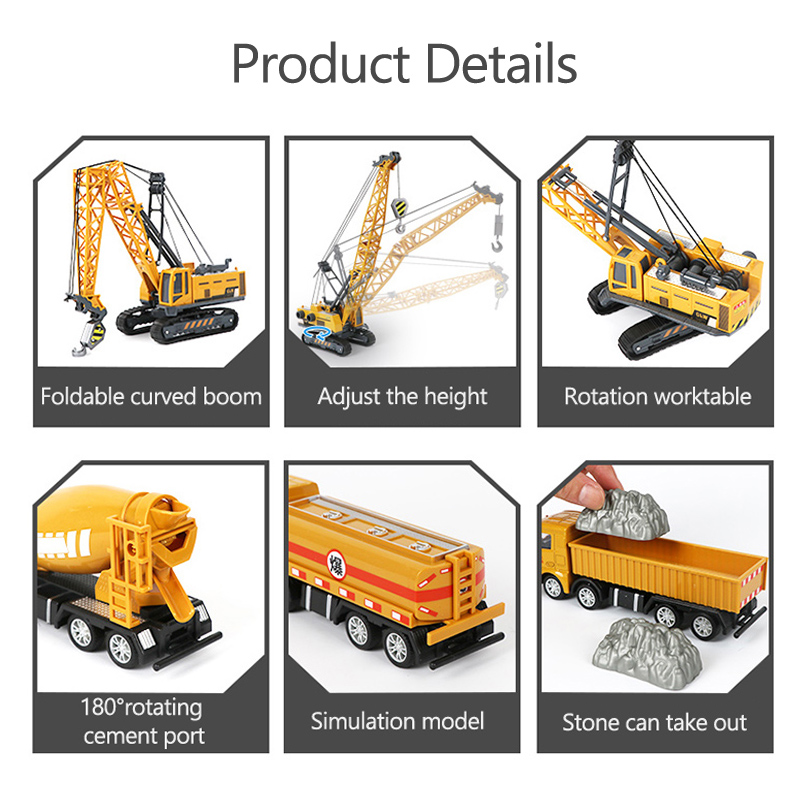 Cool Cars Toys for Boys Over 3 Years Old Bulldozer Crane Excavator Trucks for Kids Alloy Engineering Truck Cars Juguetes Ninos