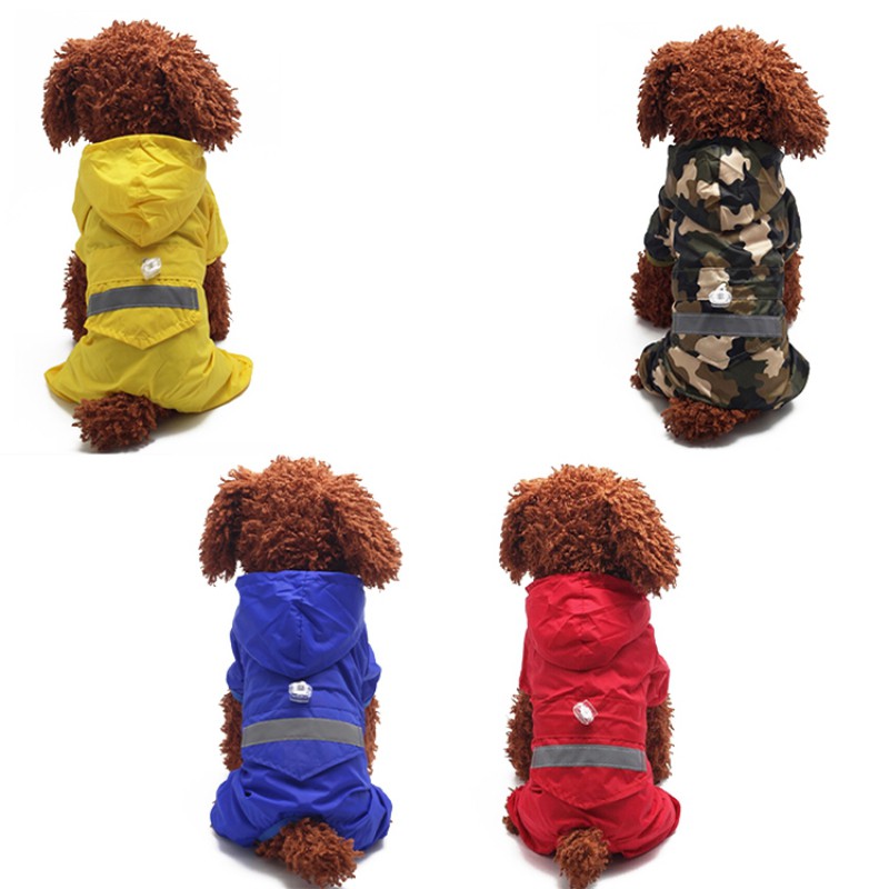Pet Raincoat Hooded Reflective Puppy Small Dog Rain Coat Waterproof Jacket for Dogs Soft Breathable Mesh Dog Clothes