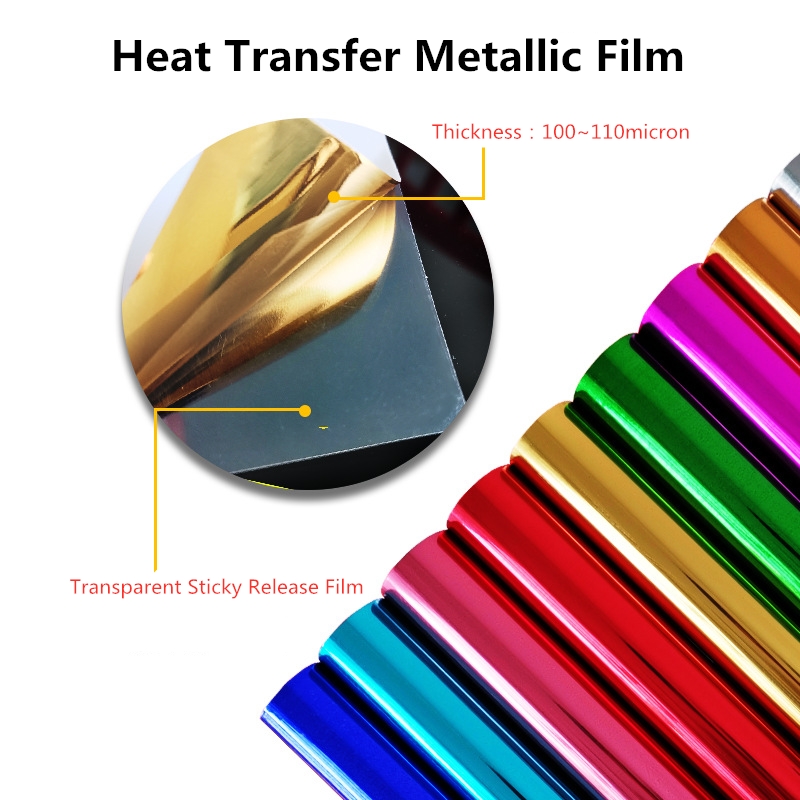 Wholesale 20X25CM Metallic PET HTV Heat Transfer Printing Vinyl Metalized Tthermal Lamination Film For Garments And T-shirts