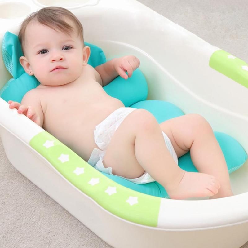 Support Dropshipping Baby Shower Portable Non-Slip Air Cushion Infant Baby Bath Pad Bathtub Mat Safety Bath Seat Support