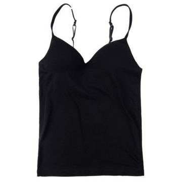 AmberHeard 2020 New Sexy Women's Modal Adjustable Strap Built In Bra Padded Self Mold Bra Tank Top Cami Vest