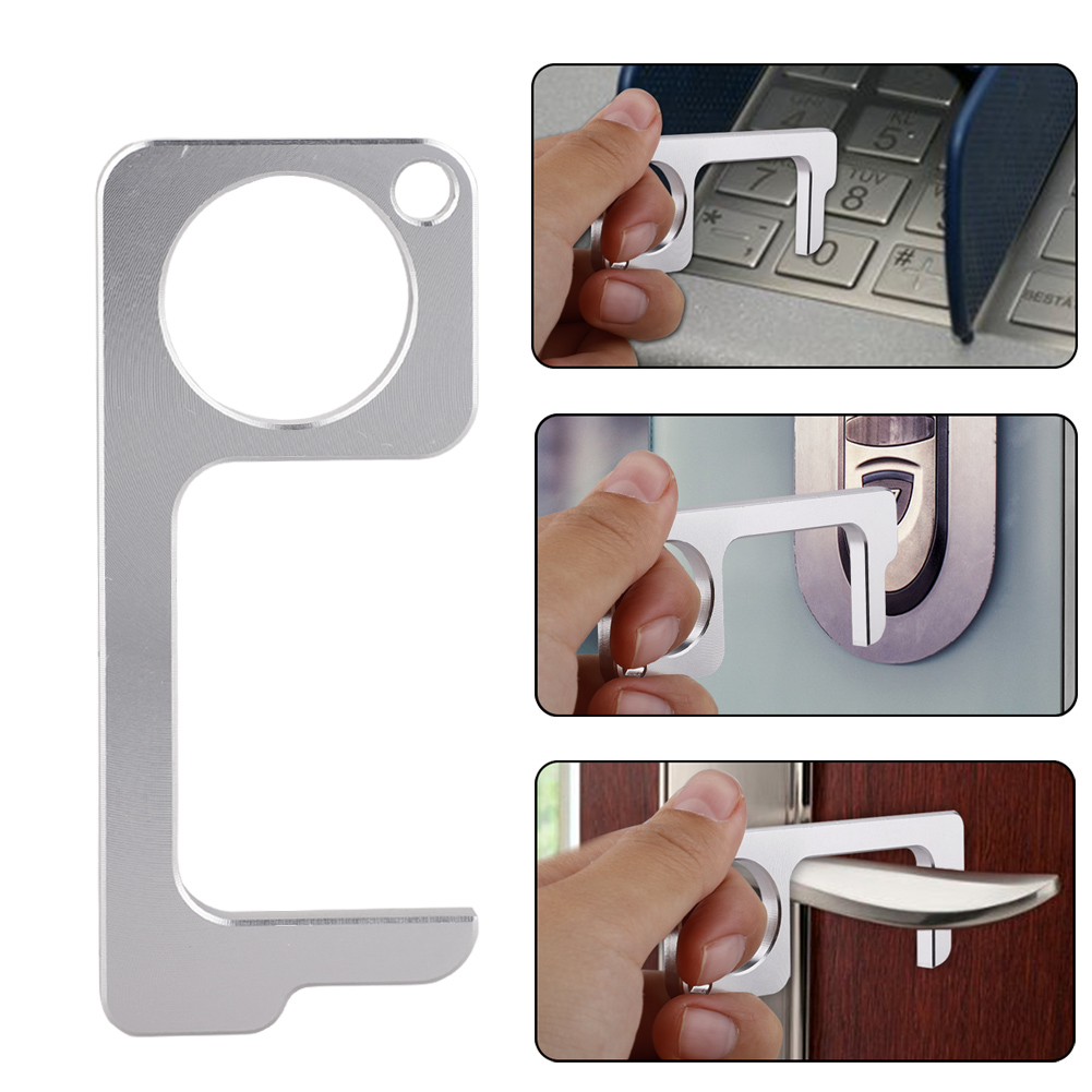 Hygiene Hand with Key Ring Antimicrobial Alloy EDC Door Opener Portable Press Elevator Tool Door Handle Key