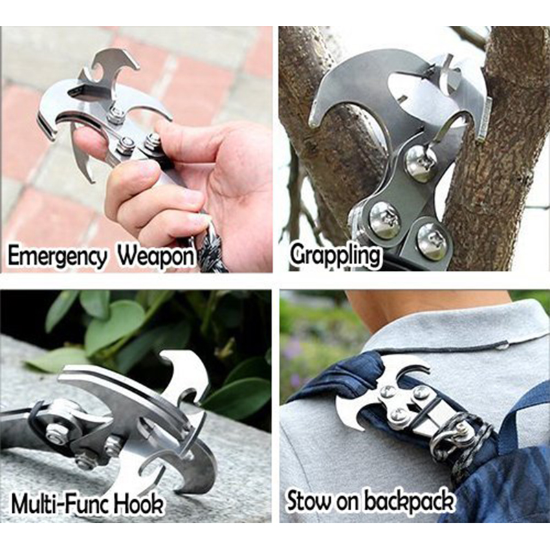 2 In 1 Hook Camping Climbing Accessories Stainless Steel Outdoor Activity Survival Training Folding Grappling Hooks Rescue Tool