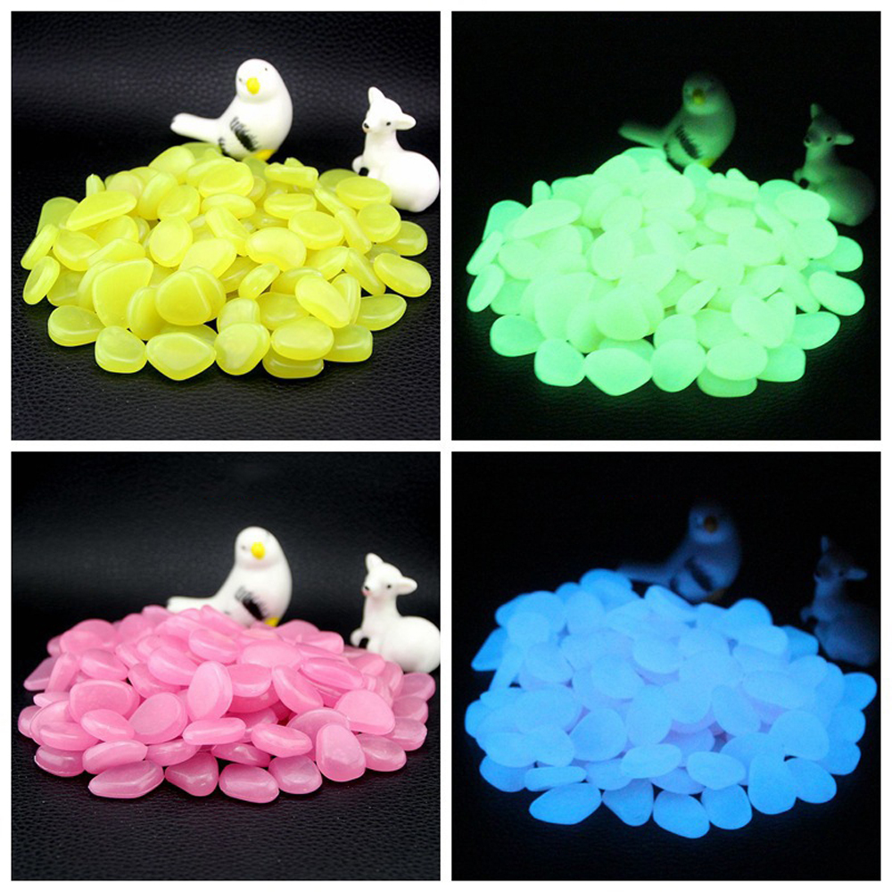 50/100/300pcs Glow in the Dark Garden Pebbles for Walkways Garden Decoration Glow Pebbles Plants Aquarium Luminous Stones