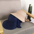 Summer Straw Hats Women Crimping Brim Beach Hat Bow Sun Cap Foldable Sun Block UV Protection Caps Bone Chapeu Feminino Beach