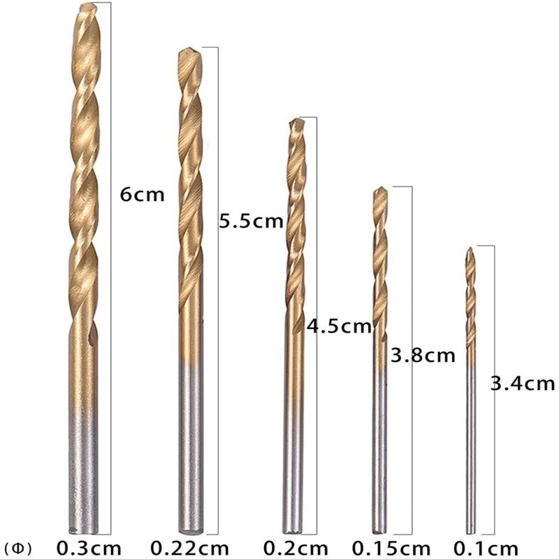 50Pcs Drill Bit Set Titanium Coated Twist Drill HSS High Speed Steel Drill Bits Set Tool Power Tools 1/1.5/2/2.5/3mm for Wodd