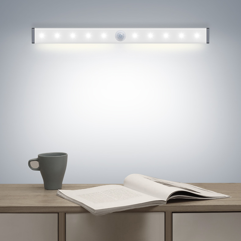 21cm 29cm 14 LEDs 20 LEDs Long Strip Under Cabinet Light Magnetic Closet Lights Motion Sensor Closet Lamp For Kitchen Wardrobe