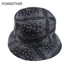 FOXMOTHER New Vintage Hip Hop Paisley Bucket Hats Black Navy Chapeau Femme Caps Gorro Bucket Mens