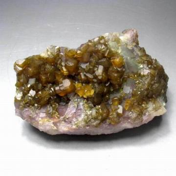 1055g Golden Baryte/Barite on Green Fluorite - crystals and stones healing Mineral specimen Home Decor feng shui decoration