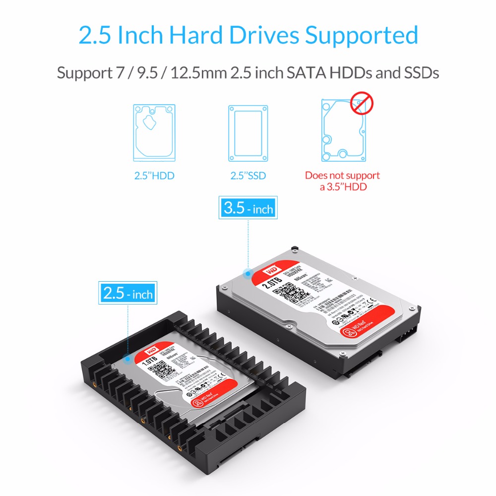 Orico 1125Ss Hdd Enclosure Standard 2.5 To 3.5 Inch 7 / 9.5 / 12.5Mm Hard Disk Drive Adapter Caddy Sata 3.0 Fast Transfer Spee