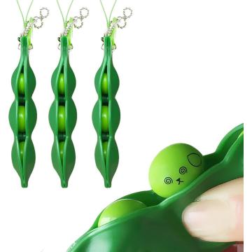 3 Pack Edamame Keychain Fidget Toys Squeeze a Bean Stress Relief Anti-Anxiety Toy Keyring Pea Keychain Soybean Toys Gift