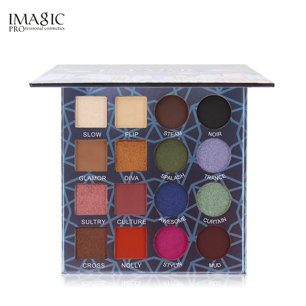 IMAGIC 16 Color 16 Color Shimmer Glitter Eye Shadow Plate Powder Matt Eyeshadow Cosmetic Makeup Professional Multicolor May22